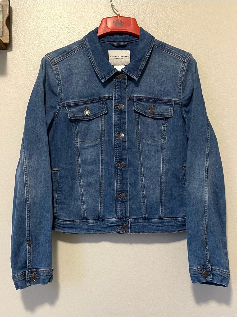 Social Standard by Sanctuary Jean Jacket - Stretch Denim & Medium Wash - Large